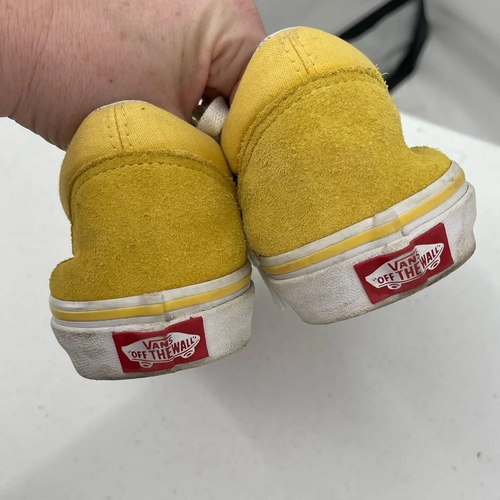 Vans yellow leather canvas skater sneakers